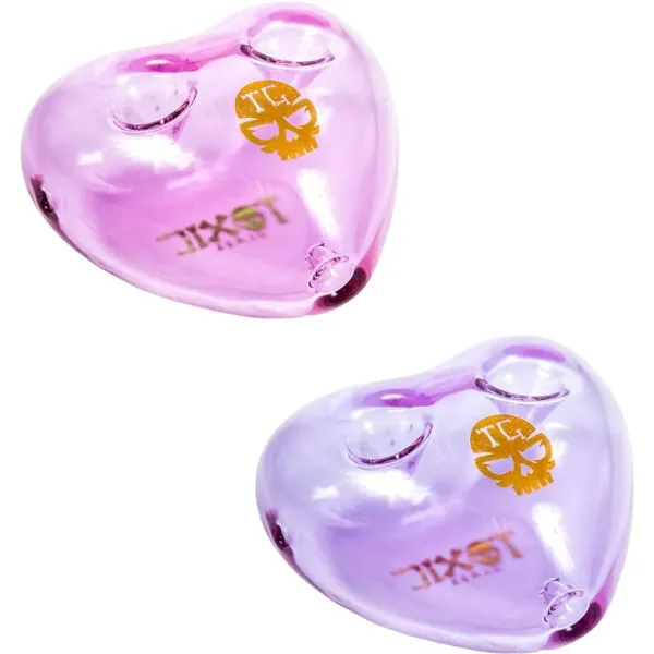 MKGlass TXH19 Toxic Double Bowl Heart Glass Hand Pipe
