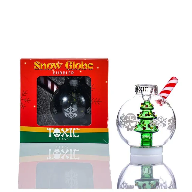 MKGlass TXBUB68 Christmas Snowball 3″ Glass Bubbler